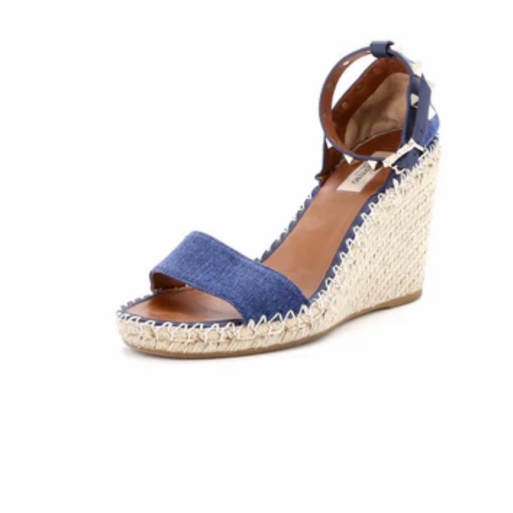 Valentino rock stud denim espadrille Wedge Sandals
Size 41